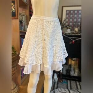 Betsey Johnson lace A-line white skirt, size 4